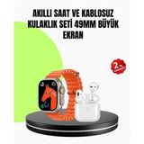 K-Yonlineticaret Watch 9 Max Akıllı Saat Seti 2 Kordonlu Kablosuz Kulaklık Hediyeli