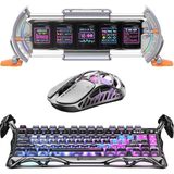 K1 Pro Mekanik Gaming Klavye, Xpro Kablosuz Optik Mouse ve Dijital Resim Çerçevesi Oyuncu Seti (Cyberpunk) - Çok Renkli