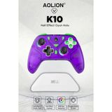 K10 Hall Effect Kablosuz Oyun Kolu- Switch/pc/ıos/androıd Uyumlu Şarj Standlı Rgb - Mor