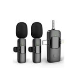 K15 YAKA MİKROFONU 2 Lİ KABLOSUZ YAKA MİKROFONU iOS, Android,3.5mm JACK Lightning Girişli Kamera, USB-C , Video Kaydı, Vloglama, YouTube uyumlu K15-3-GİRİŞ-YAKA-MİKROFONU