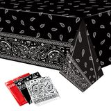 K1tpde 3 Parça Bandana Parti Masa Örtüsü, Cholo Gangsta Temalı Bandana Masa Örtüsü, Bandana Plastik Masa Örtüsü, Yetişkinler için Cholo Temalı Batı Parti Süslemeleri, Kırmızı, Beyaz, Siyah Parti Masa
