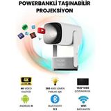 K2 Bataryalı Taşınabilir Projeksiyon Cihazı Ultra Hd Android Ev Projektörü Wifi,bluetooth,hdmı - Beyaz