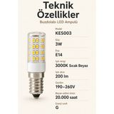 K2 Global 2 Ad 3W E14 Buzdolabı LED Ampulü 3000K Sıcak Beyaz 200 Lümen