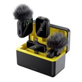 K50 Kablosuz Yaka Mikrofon 2'li Set ANC Gürültü Engelleme, Şarj Kutusu ve Rüzgar Önleyici Dahil, iPhone Android Uyumlu, 3.5mm Jack Bağlantılı Siyah Lavalier Mikrofon