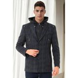 K7532 Dewberry Erkek Kaban-Ekose Lacivert-1 - XL