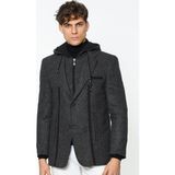 K7534 Dewberry Erkek Kaban-Desenli Antrasit - 1 - 2XL