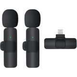 K9 Kablosuz Yaka Mikrofonu Lightning 2'li Mini Mikrofon Youtube Tik Tok 2 Adet