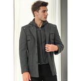 K9532 Dewberry Erkek Kaban-Düz Antrasit - 2XL