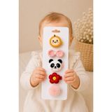 Ka Art Gallery 5'li set. Saçsız bebek için panda fiyonk figürlü karışık figürlü saçsız bebek tokası. çocuk tokası