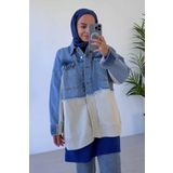 Ka Hijab Jean Detaylı Düğmeli Triko Tesettür Hırka