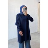 Ka Hijab Manşet Detaylı Merserize Tunik - Lacivert