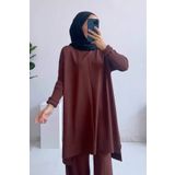 Ka Hijab Mira Merserize Tesettür Tunik - Kahverengi