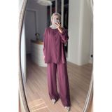 Ka Hijab Salaş Gömlek Pantolon İkili Takım - Mürdüm
