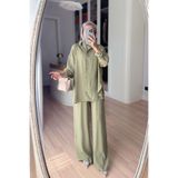 Ka Hijab Salaş Gömlek Pantolon İkili Takım - Yeşil