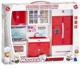 Ka Oyuncak 3'lü Modern Mutfak Setim Kırmızı - Fırın - Lavabo - Buzdolabı (Sesli Işıklı)1013-2