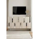 Ka1231bts Nota Konsol Ve Tv Sehpası Beyaz-Traverten-Silver 120Cm