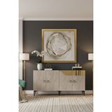 KA1514BTG- Gama Pleksi Desenli Konsol , Tv Sehpası , Çok Amaçlı Dolap 150CM Beyaz-Traverten-Altın - Beyaz Mermer