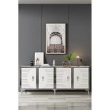 Ka1801bs Tuna Konsol, Tv Sehpası Beyaz-sılver 180cm Beyaz-sılver