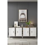 KA1801DBS- Tuna Konsol , Tv Sehpası 180CM Safirmeşe- Beyaz- Silver - Safirmeşe - Gümüş