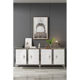 Ka1801dbs Tuna Konsol, Tv Sehpası Safirmeşe-beyaz-sılver 180cm Safirmeşe-beyaz-sılver