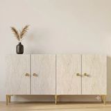 Ka1817btg Simple Konsol Ve Tv Sehpası Beyaz-Traverten-Gold 180Cm