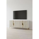 Ka1828btg Evva Konsol Ve Tv Sehpası Beyaz-Traverten-Gold 180Cm