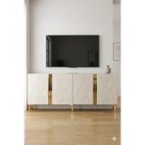 Ka1898btg Anka Konsol Ve Tv Sehpası Beyaz-Traverten-Gold 180Cm