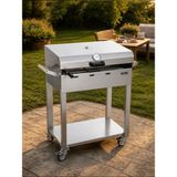 Kaan Coşkun Metal 40X60 Kapaklı Krom Mangal – Tekerlekli, Premium Bahçe Mangalı