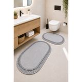 KAAN HOME El Yapımı Bohem Banyo Paspası 2'li Pelüş Kaymaz Jel Taban 40x60 cm ve 60x100 cm