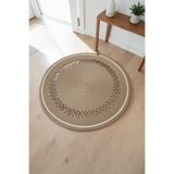 KAAN HOME Jüt Hasır Model Dekoratif Desenli El Yapımı Yuvarlak Kilim Paspas