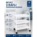 Kaan Medikal 3 Katlı Beyaz Pansuman ve Cihaz Arabası