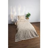KAAN PREMIUM Tek Kişilik Kahve Yıldız Bej Nevresim Takımı 100x200 Lastikli Çarşaf 155x230 Nevresim