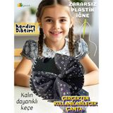 Kabajur Keçe Dikiş Seti – Çocuklar Için Siyah Fiyonklu Çanta