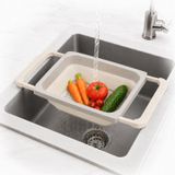 Kabakoz Ayarlanabilir Katlanır Lavabo Süzgeci, 6,3 Litre, Plastik ve Silikon, Aç Kapa Mutfak İçin Tezgah Üstü Pratik Sürgülü Süzgeç, Gıda İle Temasa Uygun, BPA İçermez (Bej)