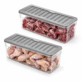 Kabakoz Derin Dondurucu 2 Parça Plastik Saklama Kabı Seti, 5000ml, Buzluk Düzenleyici Şeffaf Kap, Buzdolabı Gıda Erzak Kapaklı Depolama Kutusu, 2500 x2 (Antrasit, 5000, Mililitre)