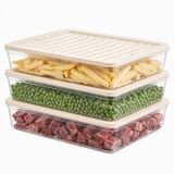 Kabakoz Derin Dondurucu 3 Parça Plastik Saklama Kabı Seti, 7200ml, Buzluk Düzenleyici Şeffaf Kap, Buzdolabı Gıda Erzak Kapaklı Depolama Kutusu, 2400ml x3 (Bej, 7200, Mililitre)