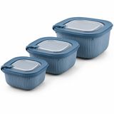 Kabakoz Vakumlu Silikon Kapaklı Plastik Saklama Kabı Seti, 3.5 Litre, Mikrodalga ve Derin Dondurucu İçin Sefer Tası, Gıda Depolama Kutusu, BPA İçermez (600/1100/1800 ml)