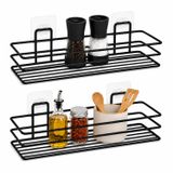 Kabakoz Yapışkanlı Metal Raf İkili Set, 2'li Yapışkan Duvar Rafı | Mutfak Banyo, Kolayca Kurulur, Delme Ve Montaj Gerektirmez