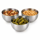 Kabakoz Yuvarlak Metal 3'lü Çerezlik, Küçük Çerez Kasesi, Saklama Kabı Takımı, Sosluk Sos Kasesi, Lokum Çikolata Fındık Fıstık Kuruyemiş Sunum Seti (Paslanmaz Çelik)