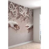Kabaratma Mermer Çiçek Ve El Desenli Sağlıklı Tekstil Duvar Kağıdı, 250 x 125