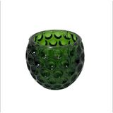 Kabarcıklı Yeşil Cam Mumluk 7x7 cm Dekoratif Mumluk Ev Aksesuarı