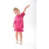 Kabartma Baskılı T-Shirt ve Şort Alt Üst Kız Çocuk Takım (18 Ay-12 Yaş) - Pembe - 18 - 24 Ay