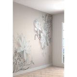 Kabartma Çiçekler Desenli Silinebilir Sağlıklı Tekstil Duvar Kağıdı, 250 x 150