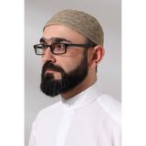 Kabartma Desen Örgülü Platinum Namaz Takkesi Kahverengi