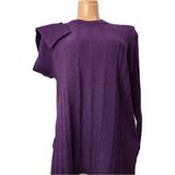 Kabartma Desenli Normal Kalıp Kadın Anne Kazak - Mor - 2XL