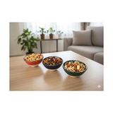 Kabartma Desenli Seramik Çerezlik Kase Seti – 3’lü Renkli Dekoratif Tr Iznik Motifli Meze ve Sunum Kaseleri – Sofra Sunum Aksesuarları - Option-1 - 0 - Siyah - 1 Adet