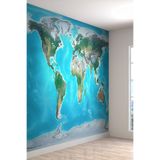 Kabartma Kıta Harita Desenli Isı Ve Ses Yalıtımlı Sağlıklı Tekstil Duvar Kağıdı, 220 x 260