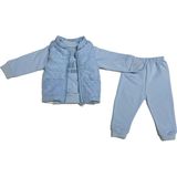 Kabartma Yelekli Erkek Bebek 3'lü Eşofman Takım (4 Renk) - 9 - 12 Ay - Açık Mavi