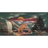 Kabartmalı 3D Tablo 105X55 Cm - Şelalede Balık Yakalayan Yaşlı Adam Tablo