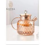 Kabartmalı Borosilikat Cam Demlik 1000ML ROYALEKS-CM-2006 - Renkli